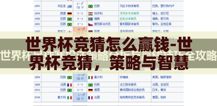 世界杯竞猜怎么赢钱-世界杯竞猜，策略与智慧并重的赢钱之道，世界杯竞猜，策略与智慧并重的赢钱之道