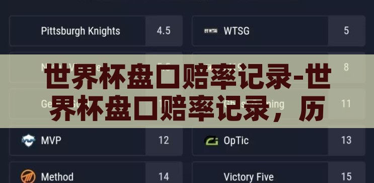 世界杯盘口赔率记录-世界杯盘口赔率记录，历史与预测的交汇，世界杯盘口赔率记录，历史与预测的交汇点