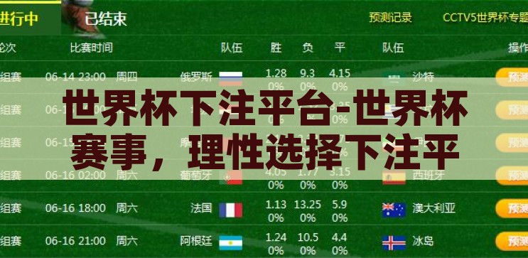 世界杯下注平台-世界杯赛事，理性选择下注平台的指南，理性选择世界杯下注平台，一份赛事指南