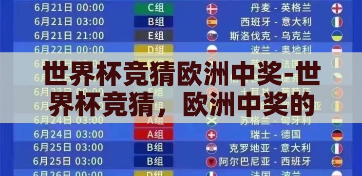 世界杯竞猜欧洲中奖-世界杯竞猜，欧洲中奖的激情与策略，欧洲杯竞猜，激情与策略并存的足球中奖之旅