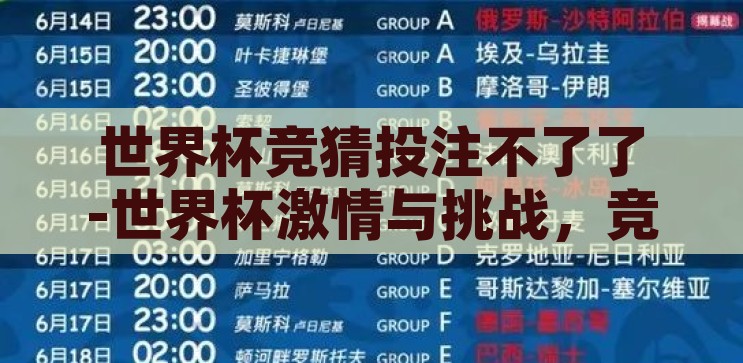 世界杯竞猜投注不了了-世界杯激情与挑战，竞猜投注的暂停风波，世界杯竞猜投注暂停，激情与挑战的短暂休止符