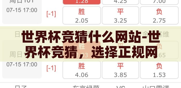 世界杯竞猜什么网站-世界杯竞猜，选择正规网站，享受精彩预测，正规网站助你享受世界杯竞猜的精彩，如何选择合适的竞猜平台