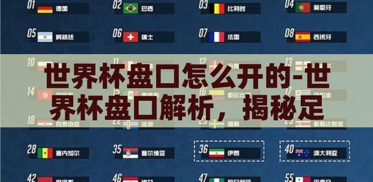 世界杯盘口怎么开的-世界杯盘口解析，揭秘足球赛事的投注奥秘，揭秘世界杯盘口，解析足球赛事的投注奥秘