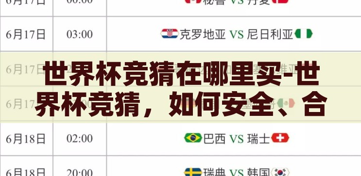 世界杯竞猜在哪里买-世界杯竞猜，如何安全、合法地参与，安全合法参与世界杯竞猜，指南与注意事项