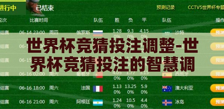世界杯竞猜投注调整-世界杯竞猜投注的智慧调整策略，智慧调整策略，世界杯竞猜投注的精准制胜之道